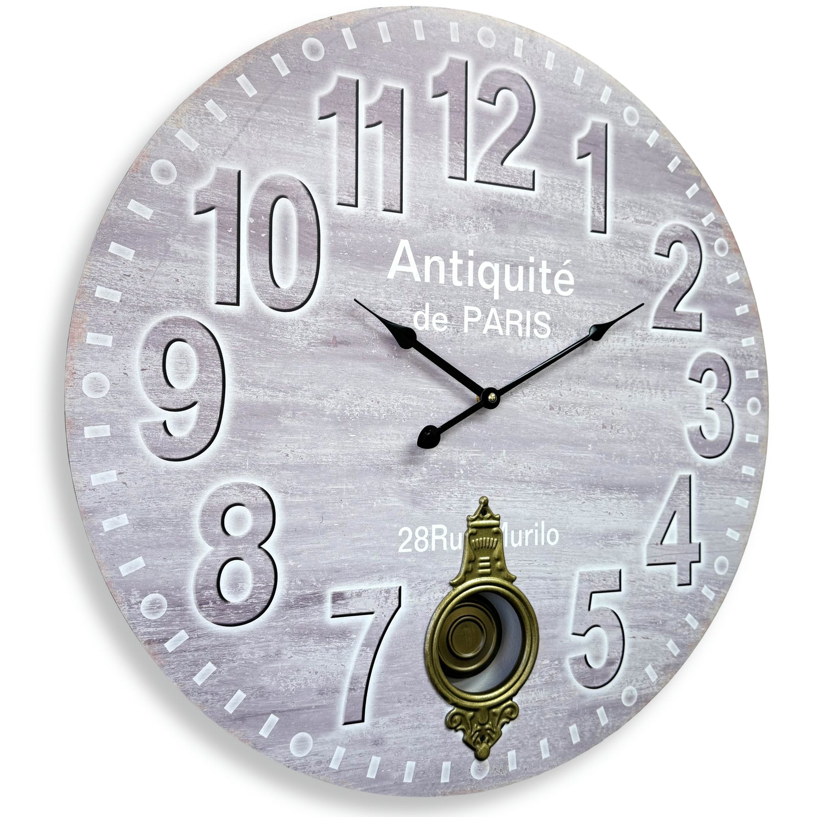 Victory Eugene Vintage Paris Decorative Pendulum Wall Clock Light Grey 58cm CHH-147 1