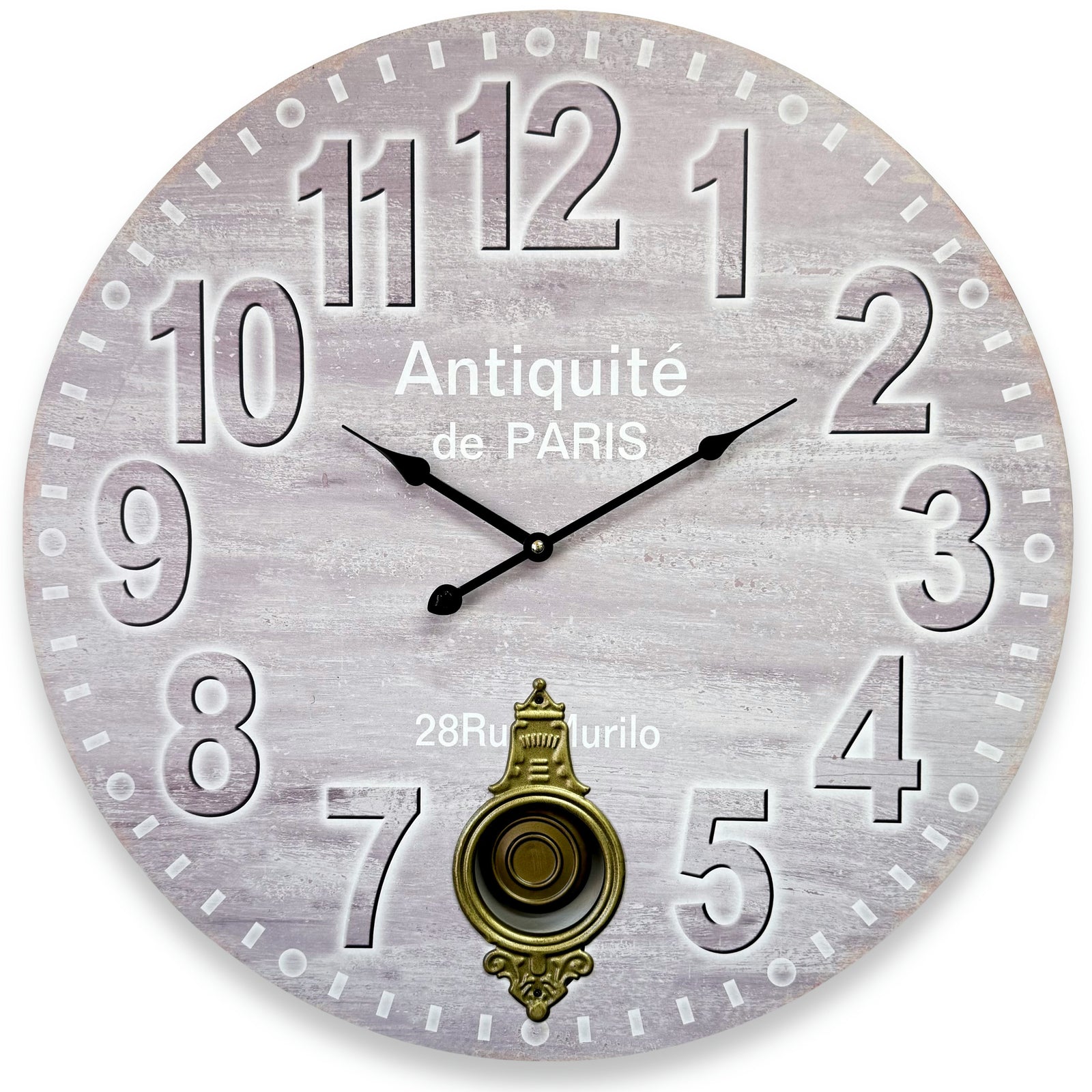 Victory Eugene Vintage Paris Decorative Pendulum Wall Clock Light Grey 58cm CHH-147 2