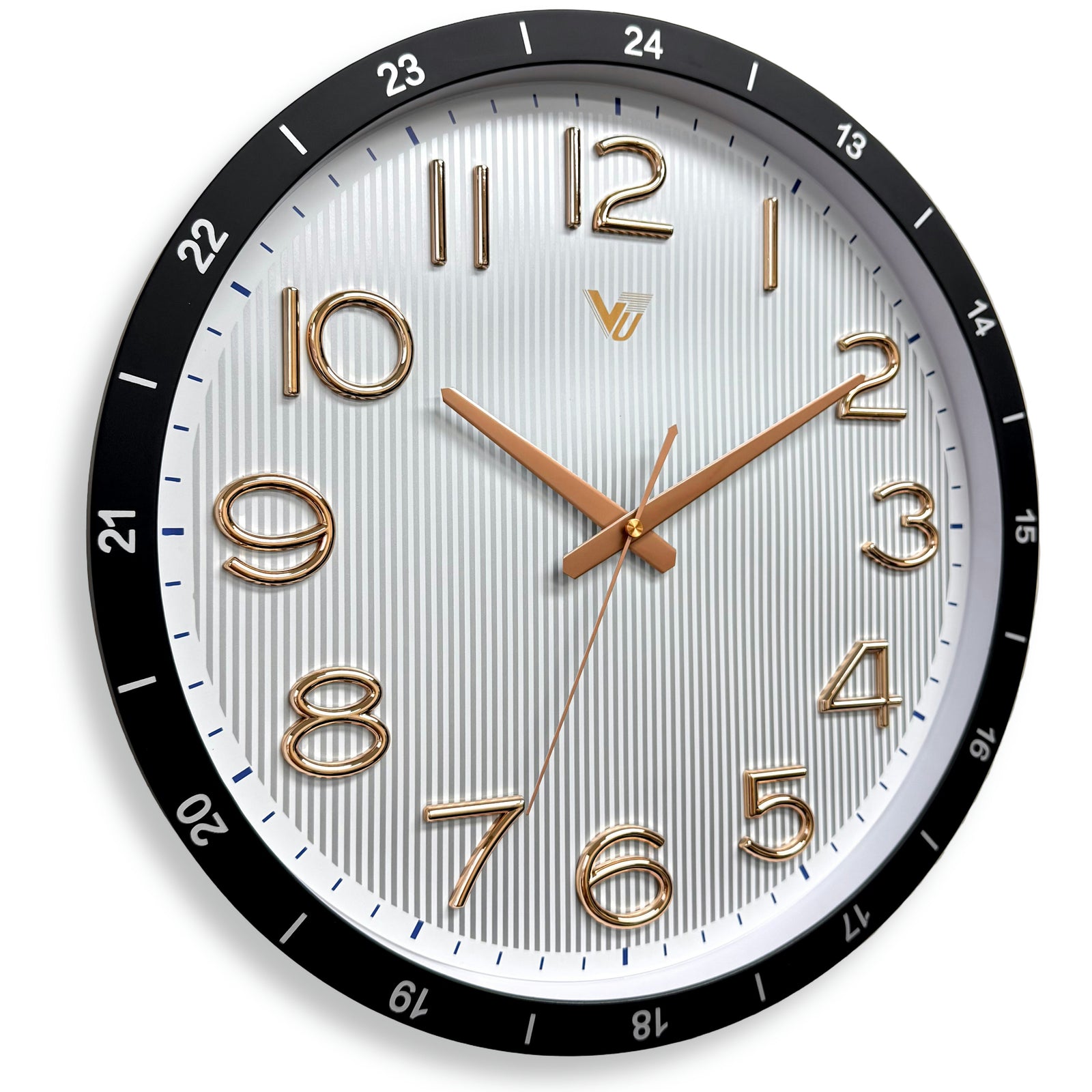 Victory Lena Pinstripe 3D Number 24 Hour Dial Wall Clock Black 39cm CBL-6833BK 1