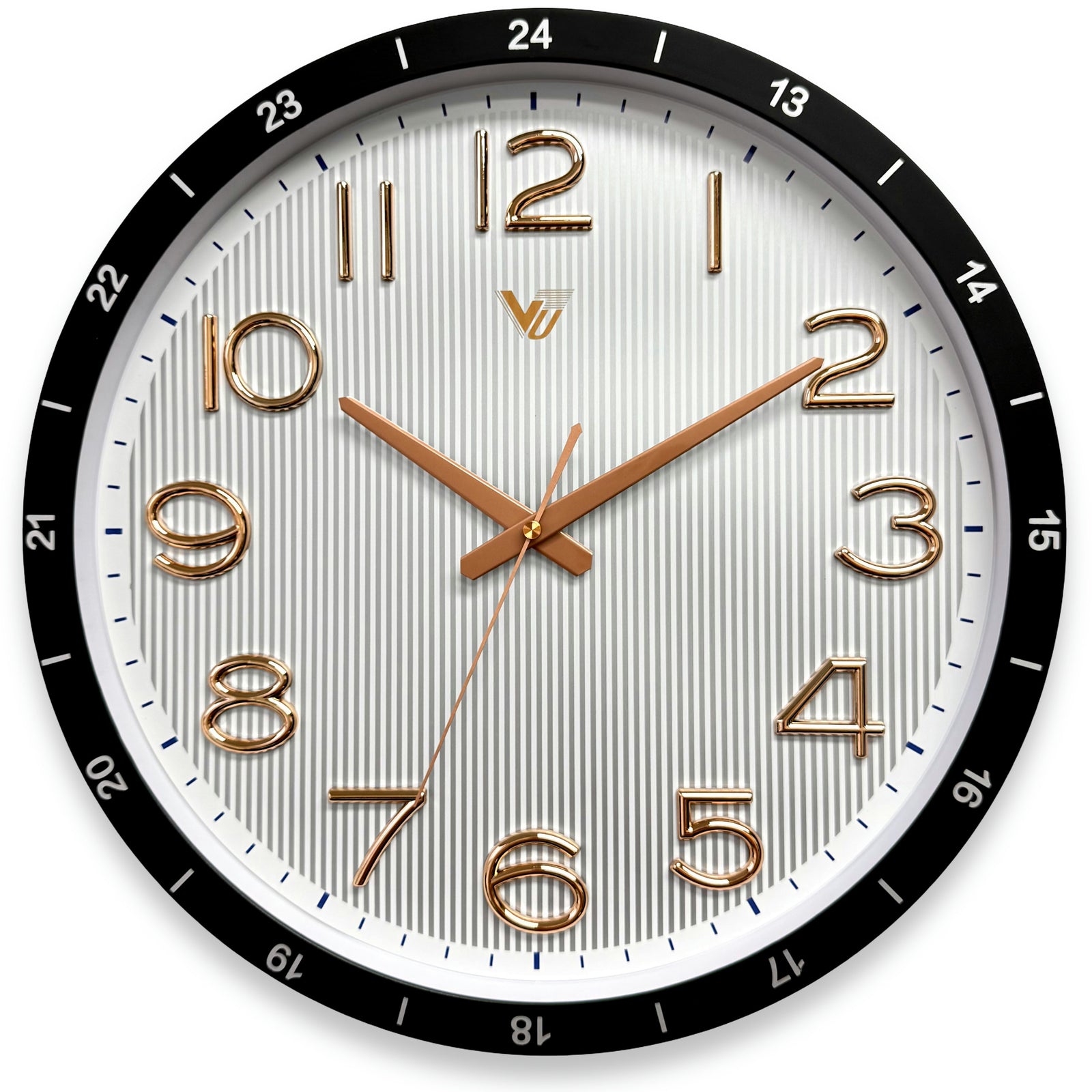 Victory Lena Pinstripe 3D Number 24 Hour Dial Wall Clock Black 39cm CBL-6833BK 2