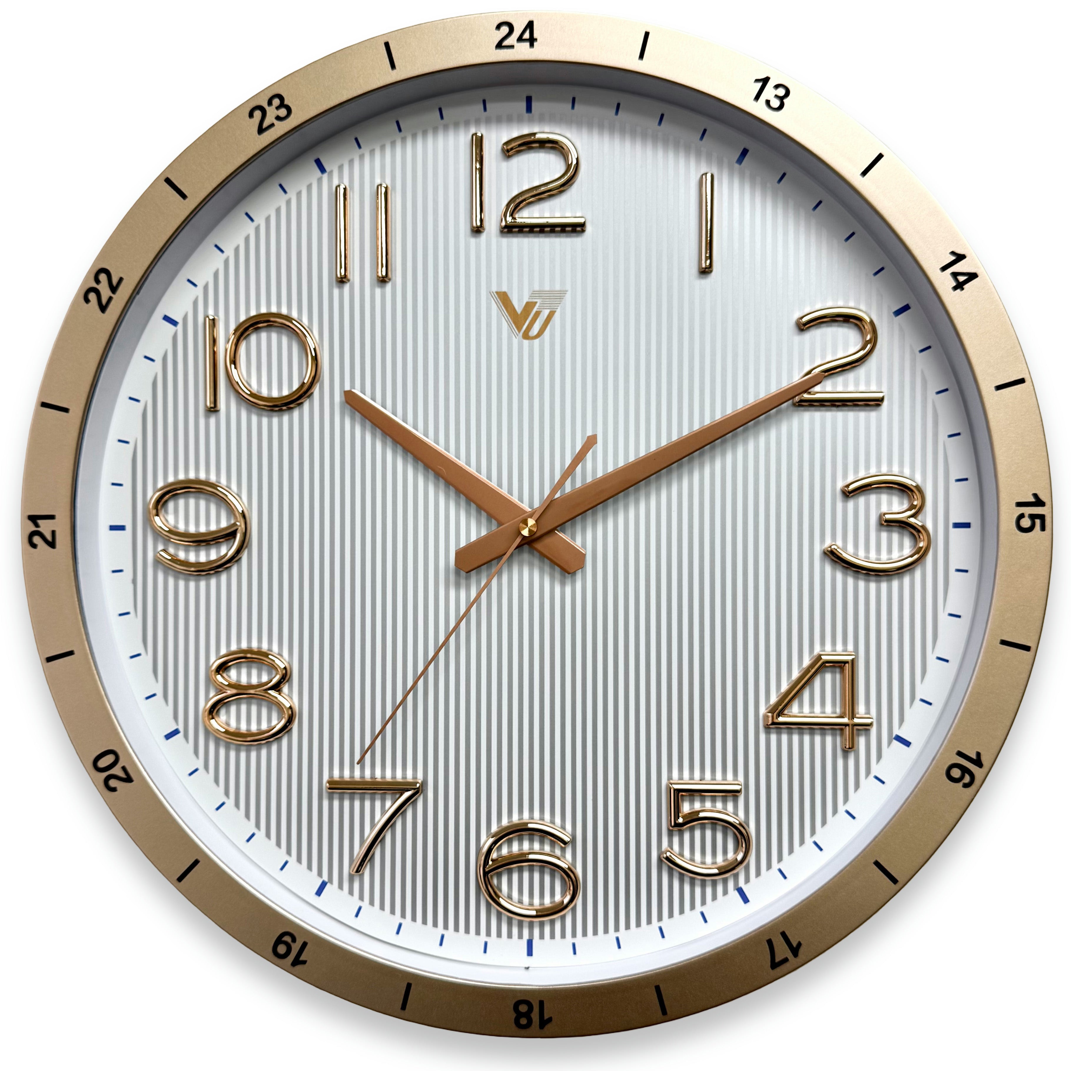 Buy Lena Pinstripe 3D Number 24 Hour Dial Wall Clock Gold 39cm