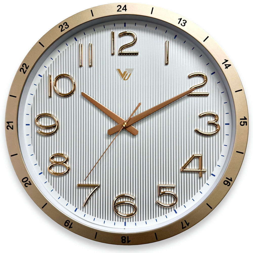 Victory Lena Pinstripe 3D Number 24 Hour Dial Wall Clock Gold 39cm CBL-6833G 2