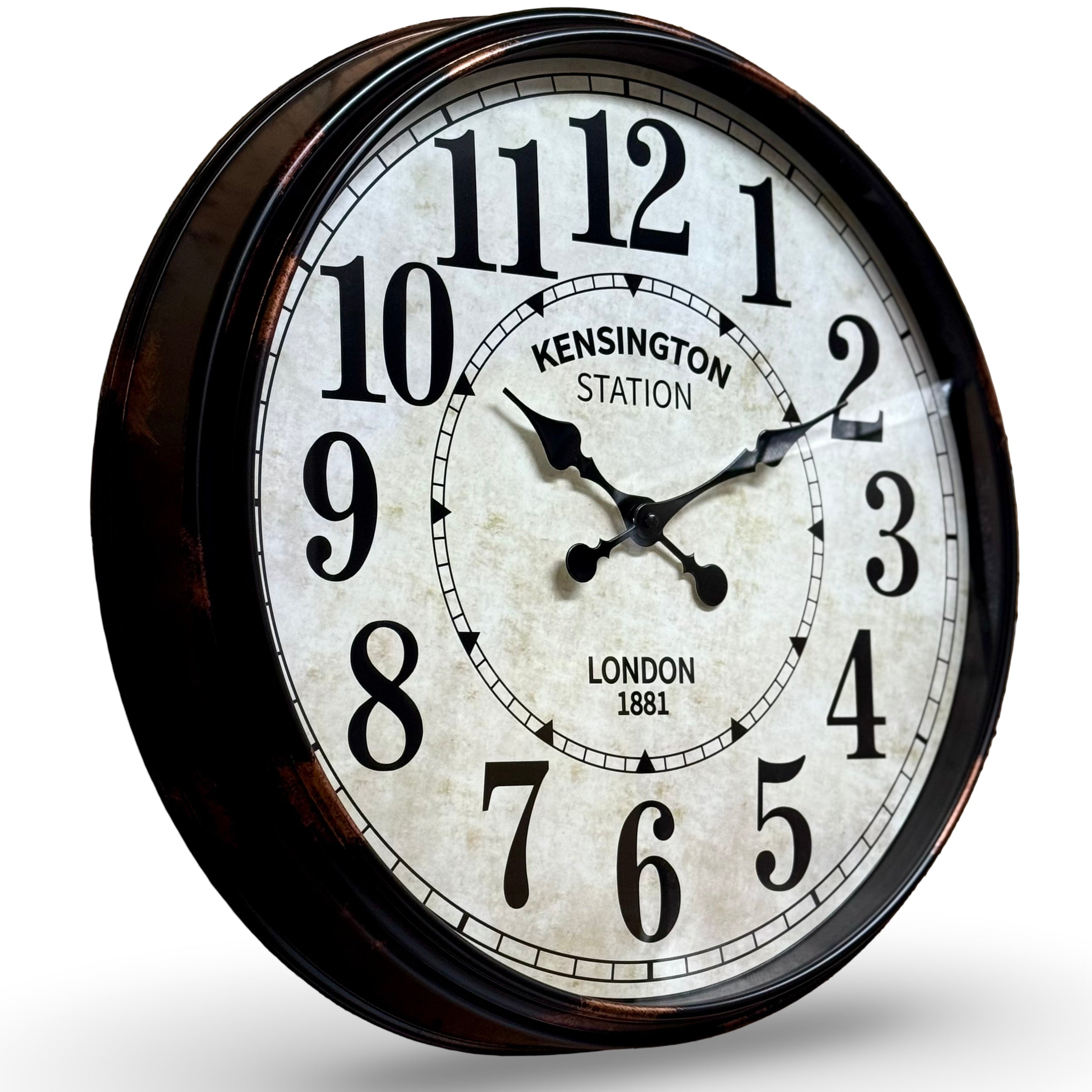 Lowell Distressed Vintage Kensington Station Wall Clock Black – Oh