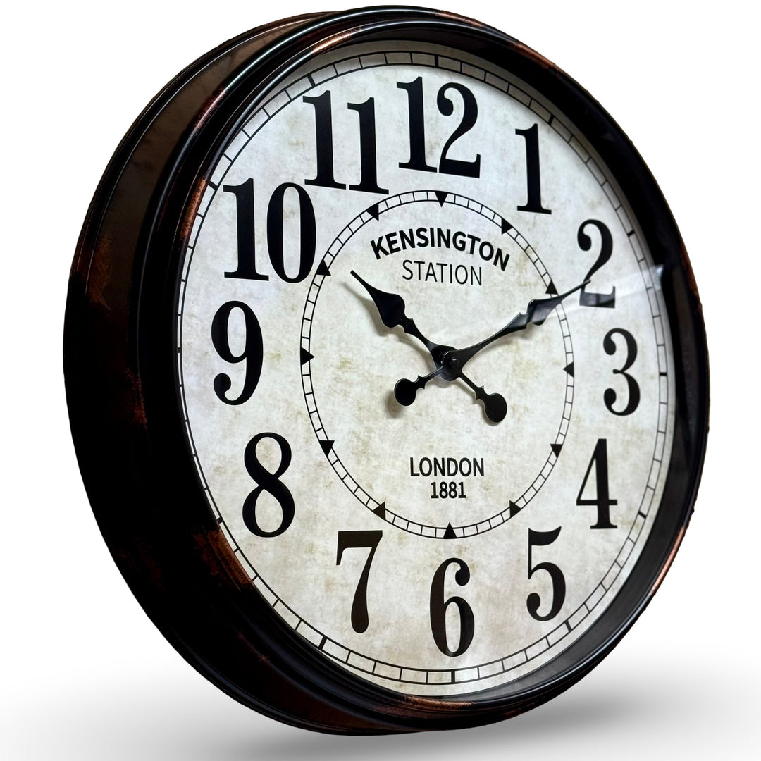 Victory Lowell Distressed Vintage Kensington Station Wall Clock Black 51cm CWH-5970 1