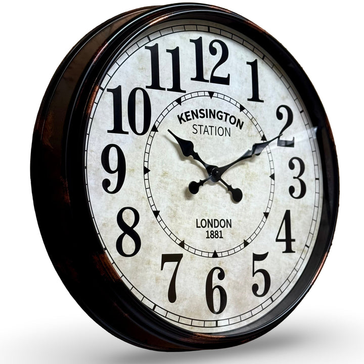 Victory Lowell Distressed Vintage Kensington Station Wall Clock Black 51cm CWH-5970 1