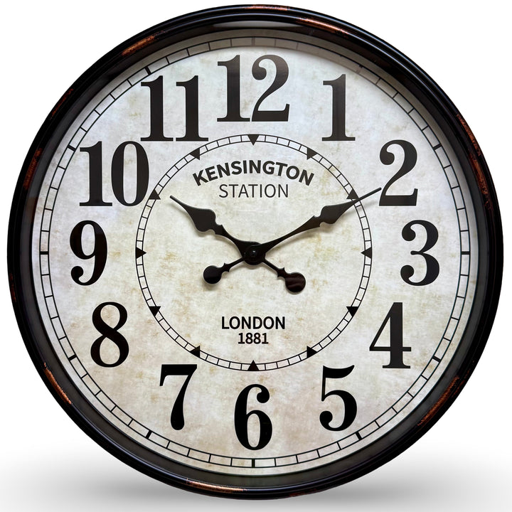 Victory Lowell Distressed Vintage Kensington Station Wall Clock Black 51cm CWH-5970 2