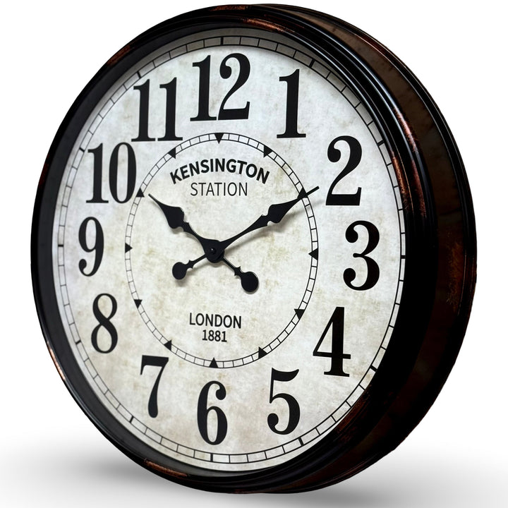 Victory Lowell Distressed Vintage Kensington Station Wall Clock Black 51cm CWH-5970 3