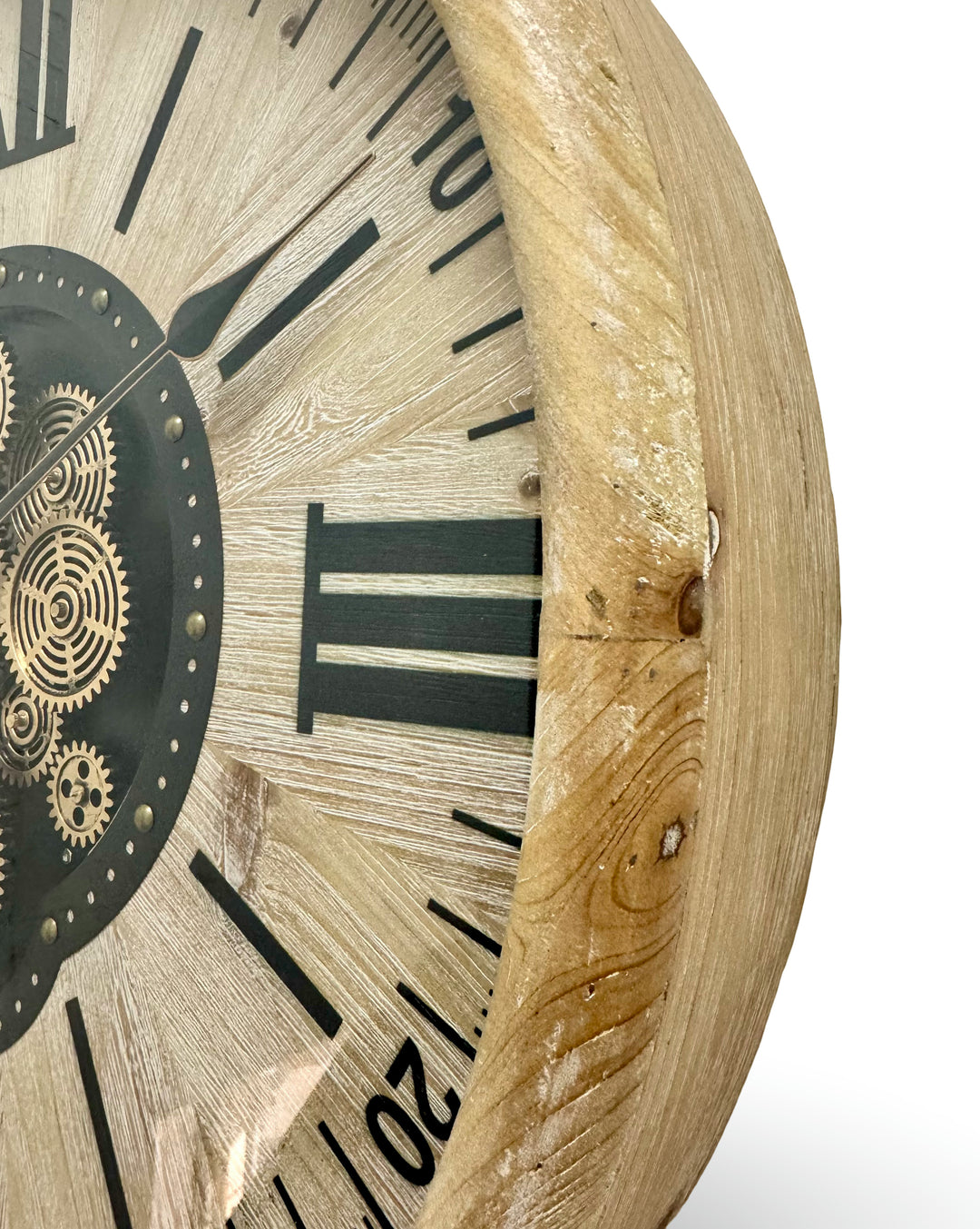 Victory Percy Thick Wood Frame Moving Gears Roman Numeral Wall Clock 60cm CCM-1822 4