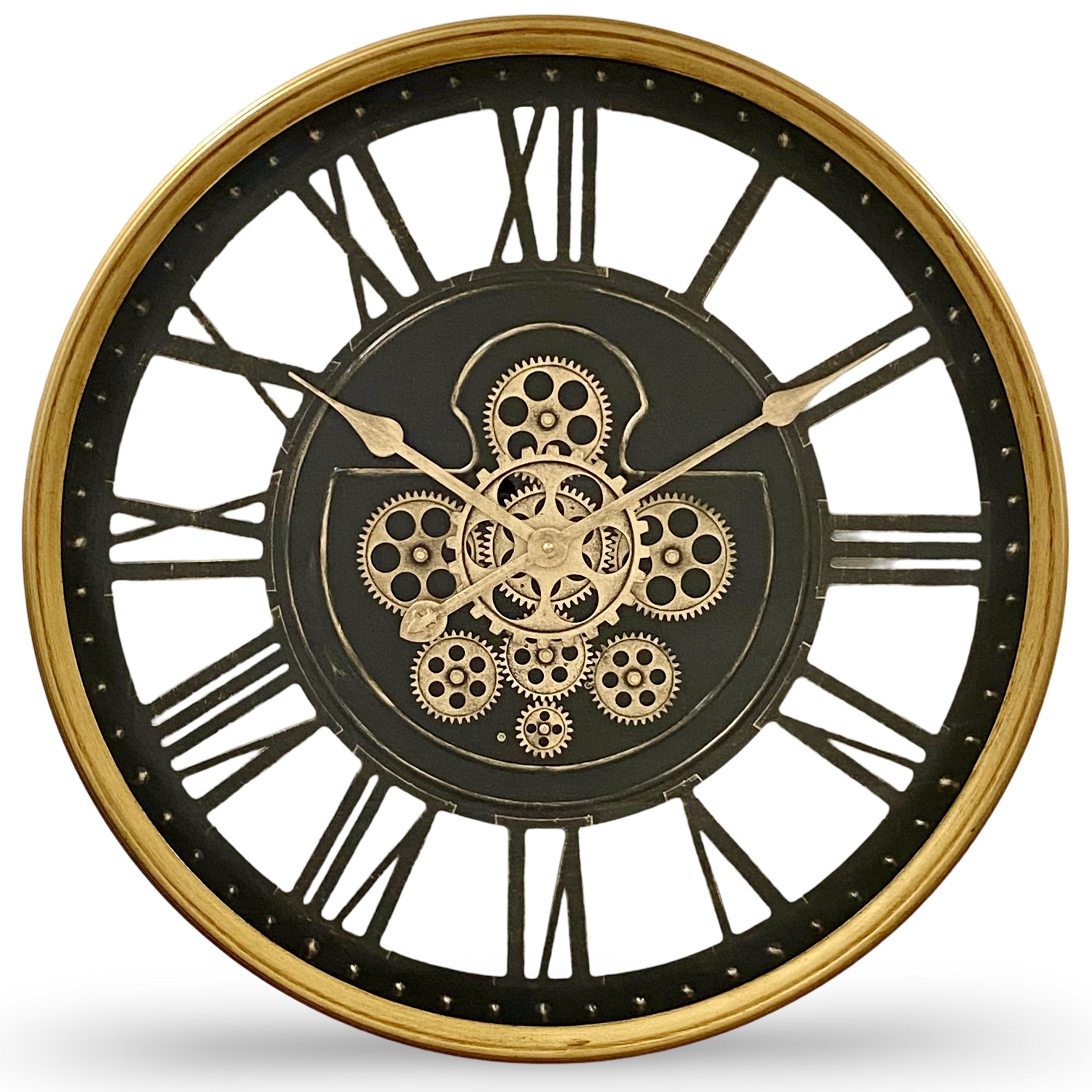 Buy Perseus Gold Metal Moving Gears Wall Clock 60cm Online – Oh Clocks