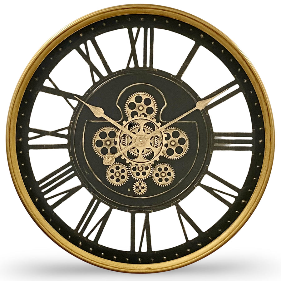 Victory Perseus Gold Metal Moving Gears Wall Clock 60cm CCM-1661 1