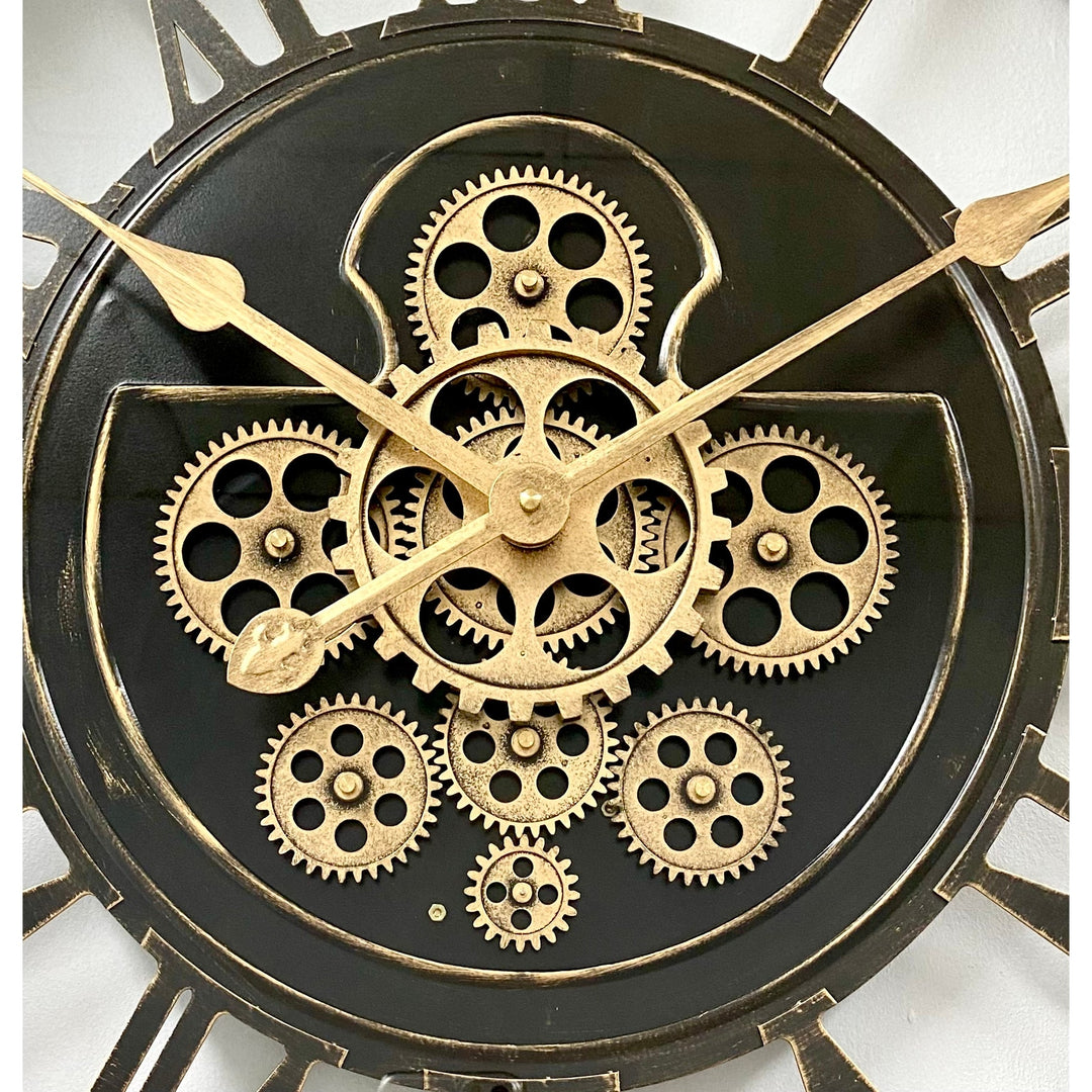 Victory Perseus Gold Metal Moving Gears Wall Clock 60cm CCM-1661 4