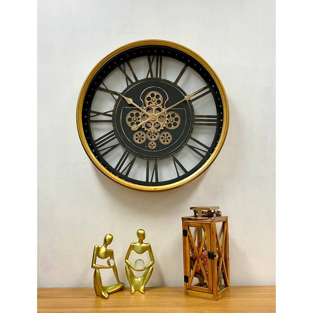 Victory Perseus Gold Metal Moving Gears Wall Clock 60cm CCM-1661 7