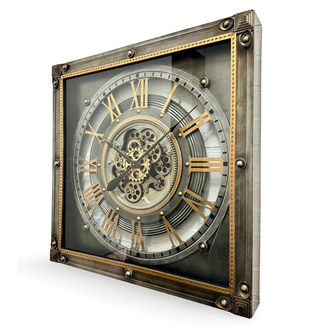 Victory Rexford Industrial Square Metal Moving Gears Wall Clock 80cm CCM-1833 3