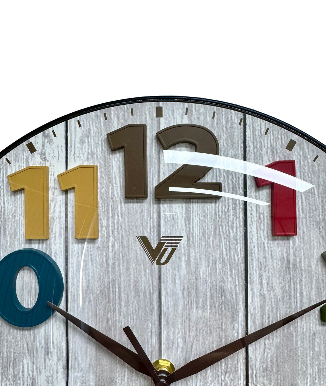 Victory Spritz Colourful Numbers Convex Wood Panel Effect Wall Clock 30cm CJB-266 4