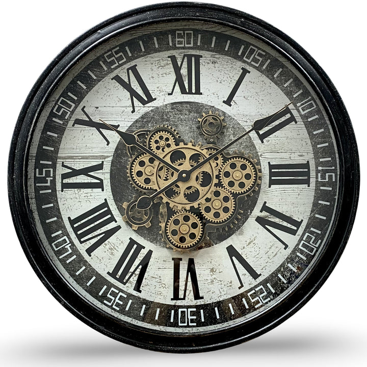 Victory Tyson Distressed Metal Moving Gears Wall Clock 60cm CCM-1664 1