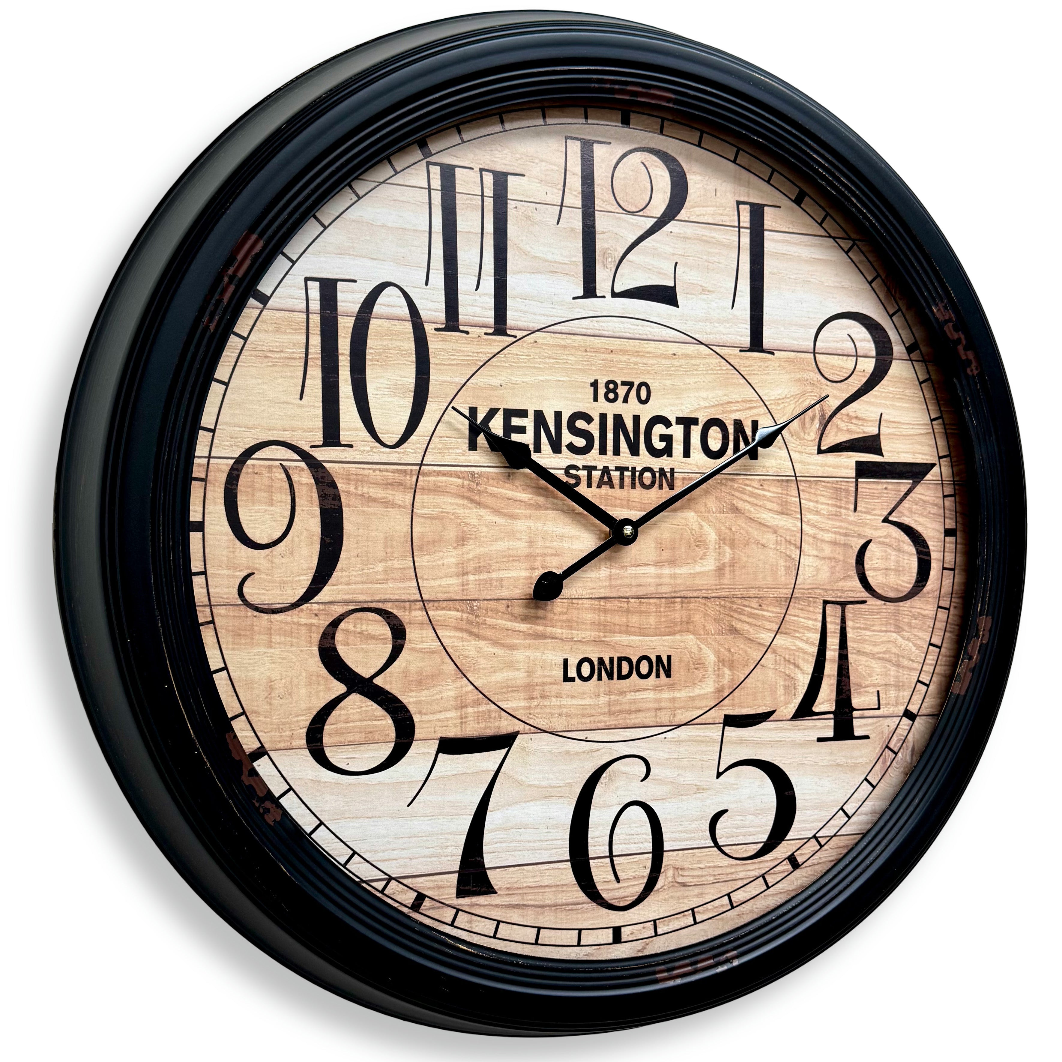 Willard Classic Kensington Metal Station Wall Clock Black – Oh Clocks
