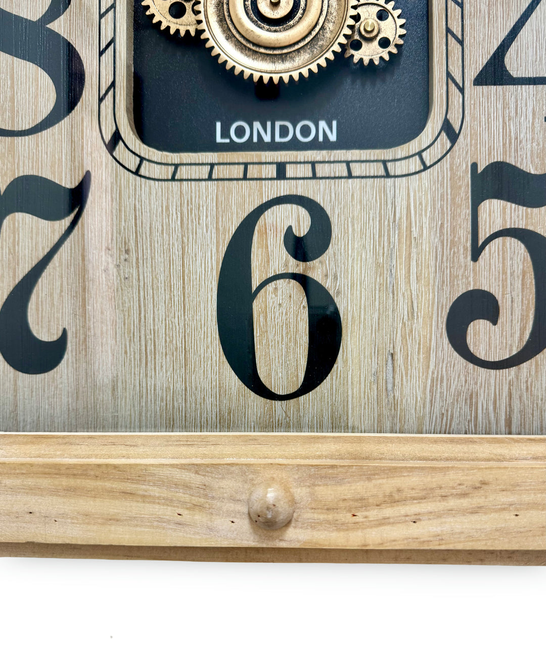 Victory Winston Thick Wood Frame Industrial Moving Gears Wall Clock 63cm CCM-1811 7