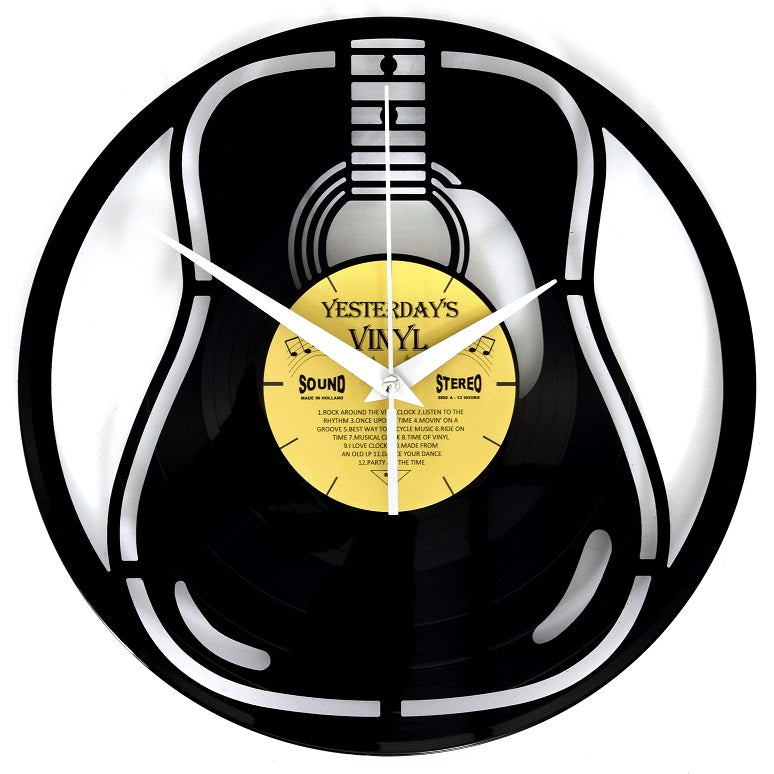 Yesterdays Vinyl Acoustic Guitar Wall Clock 30cm 3315001 1