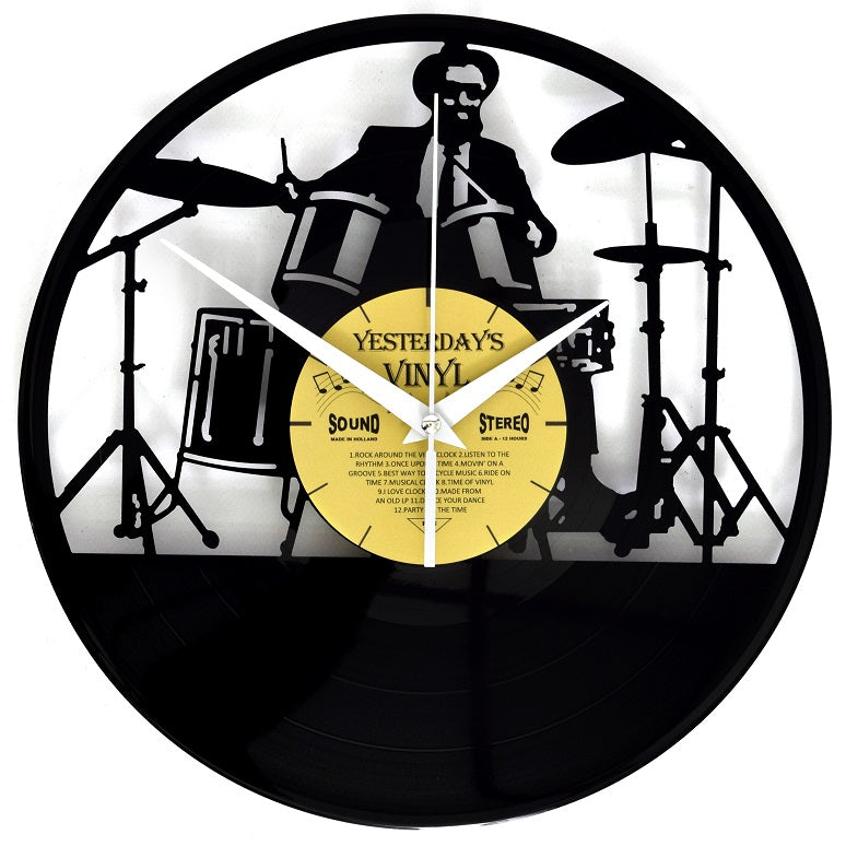 Yesterdays Vinyl Drummer Wall Clock 30cm 3315015 1