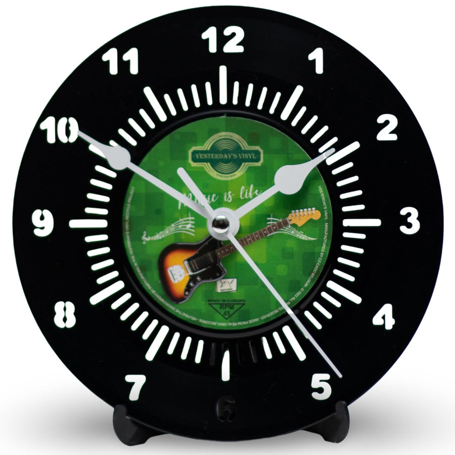 Yesterdays Vinyl Guitar Music Is Life Desk Clock 18cm 3385005 1