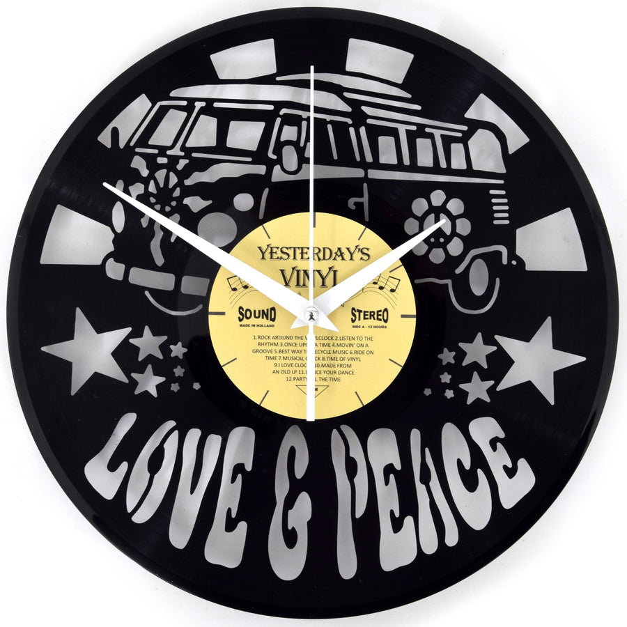 Yesterdays Vinyl Love Peace Wall Clock 30cm 3315035 1