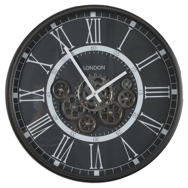 chilli decor london modern metal moving gears wall clock black 55cm TQ-Y680 1
