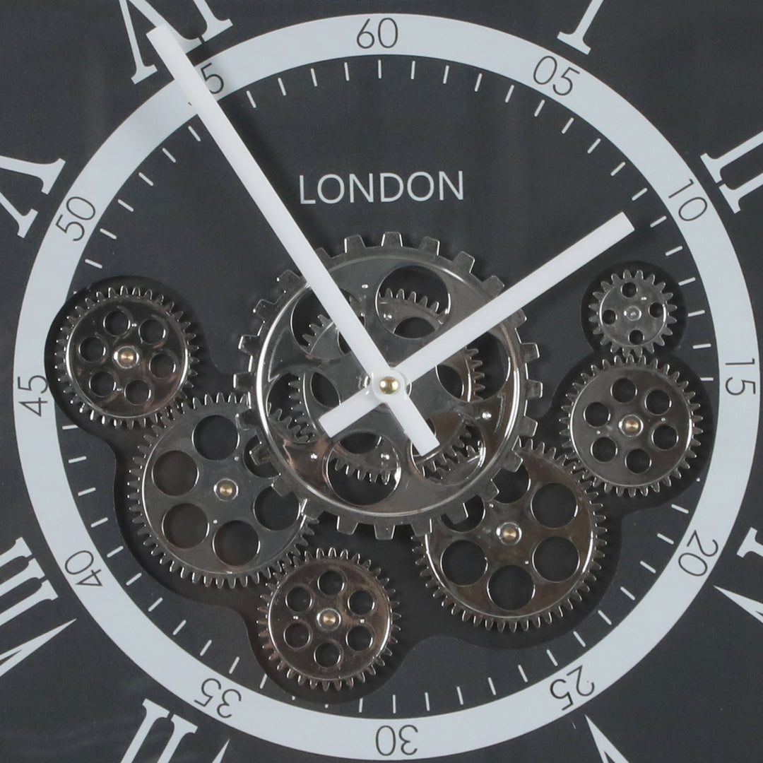 chilli decor london modern metal moving gears wall clock black 55cm TQ-Y680 3