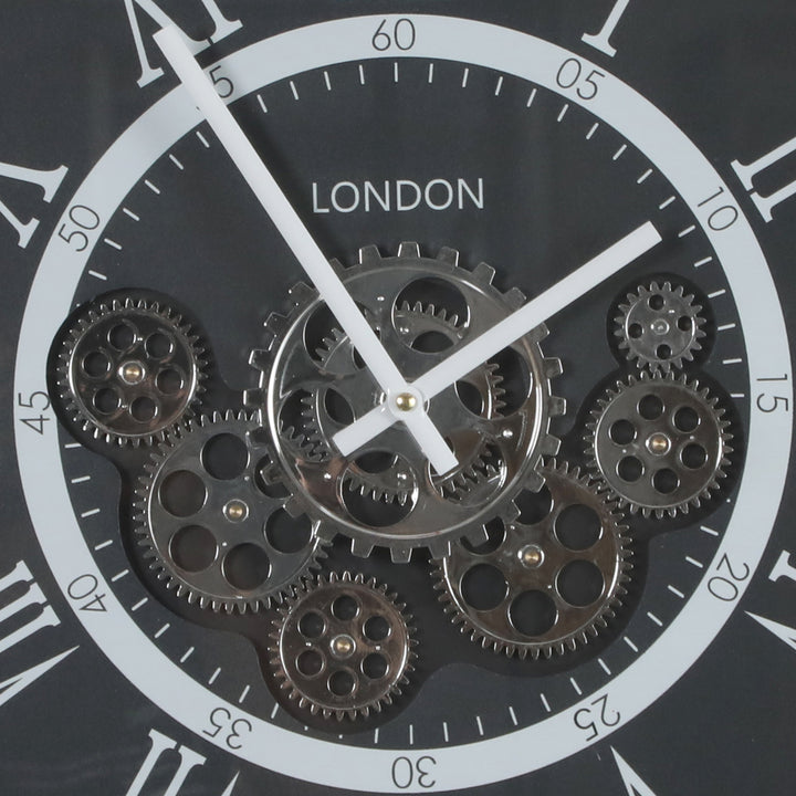 chilli decor london modern metal moving gears wall clock black 55cm TQ-Y680 3