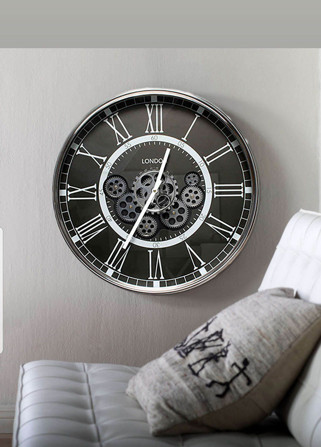 chilli decor london modern metal moving gears wall clock black 55cm TQ-Y680 7