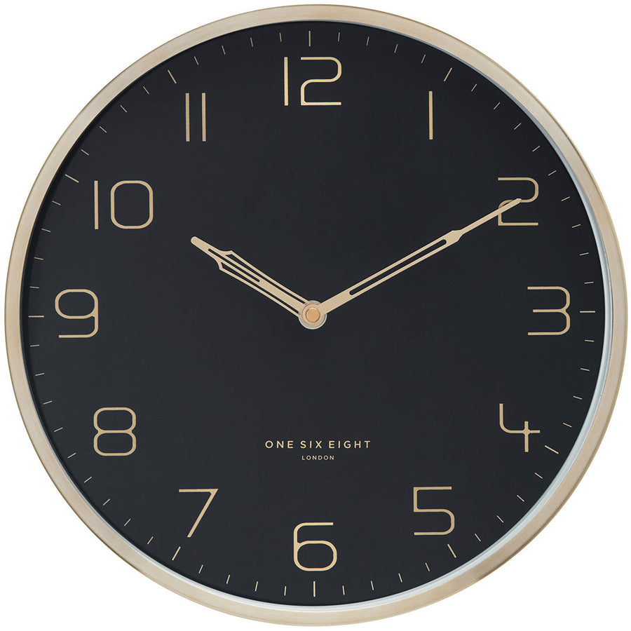 one six eight london lily metal wall clock black 30cm 23176 1