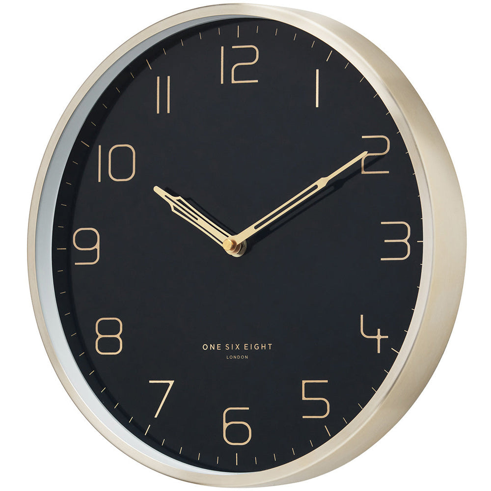 one six eight london lily metal wall clock black 30cm 23176 2