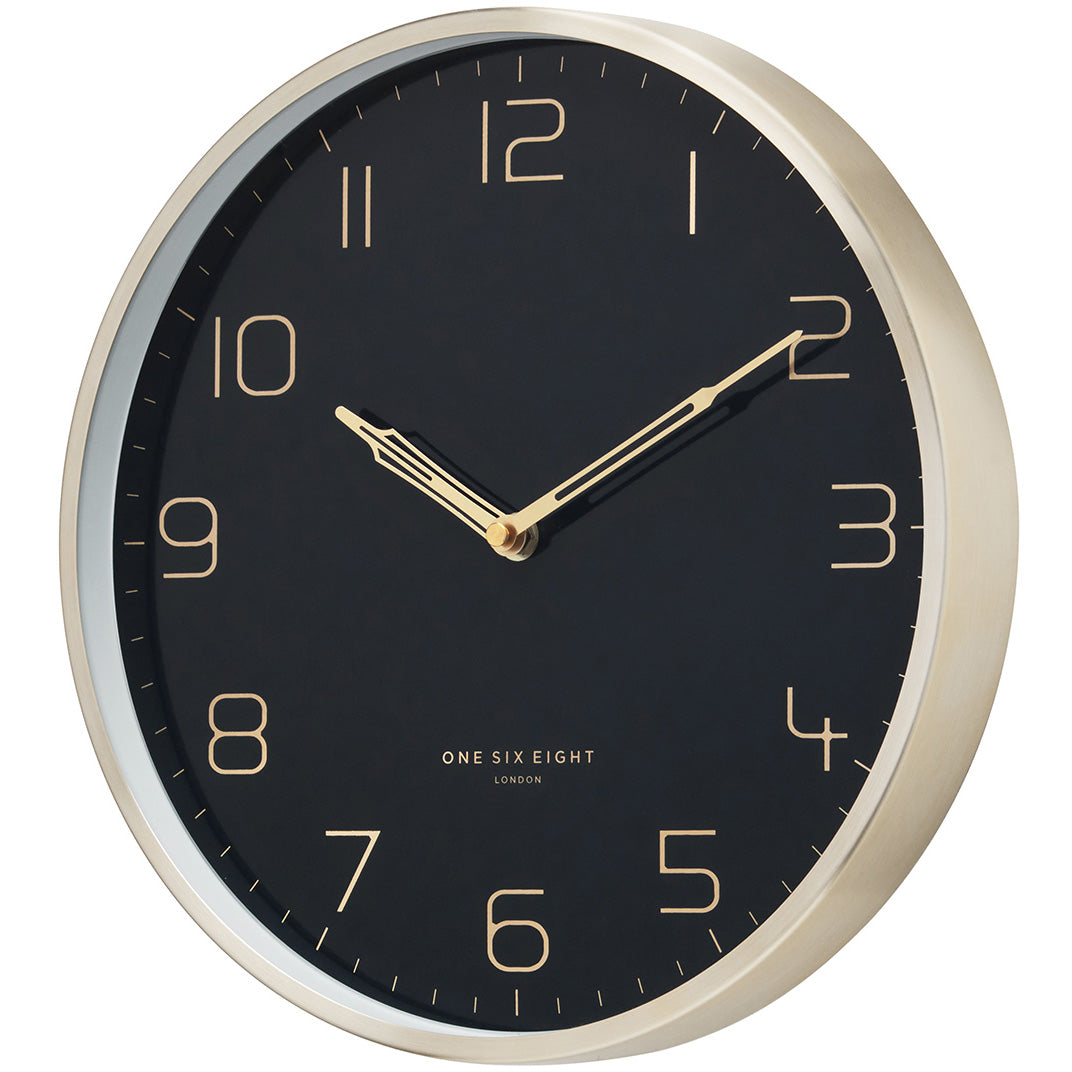 one six eight london lily metal wall clock black 30cm 23176 2