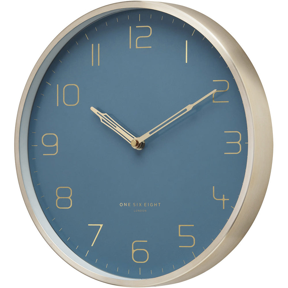 one six eight london lily metal wall clock dusty blue 30cm 23174 2