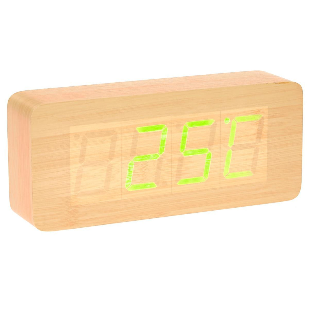 Checkmate LED Big Wood Cuboid Desk Clock Green 21cm VGY 6602G 12