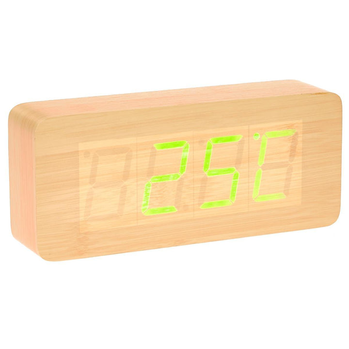 Checkmate LED Big Wood Cuboid Desk Clock Green 21cm VGY 6602G 12