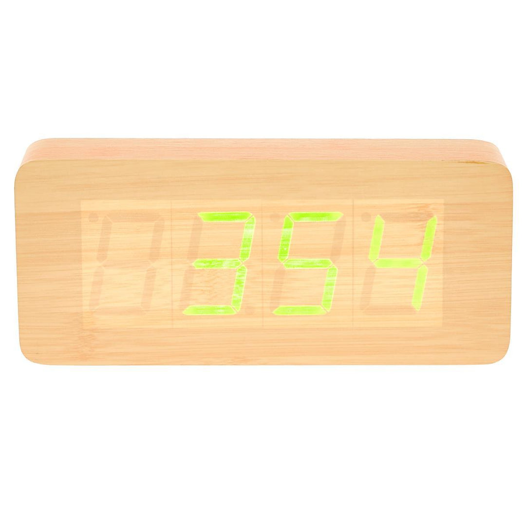 Checkmate LED Big Wood Cuboid Desk Clock Green 21cm VGY 6602G 14