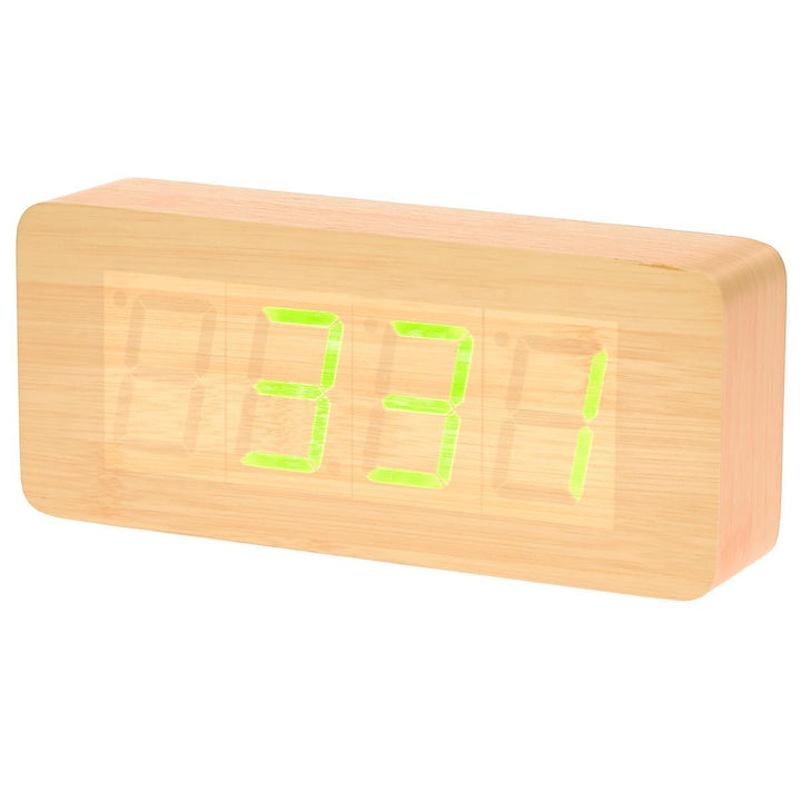 Checkmate LED Big Wood Cuboid Desk Clock Green 21cm VGY 6602G 15