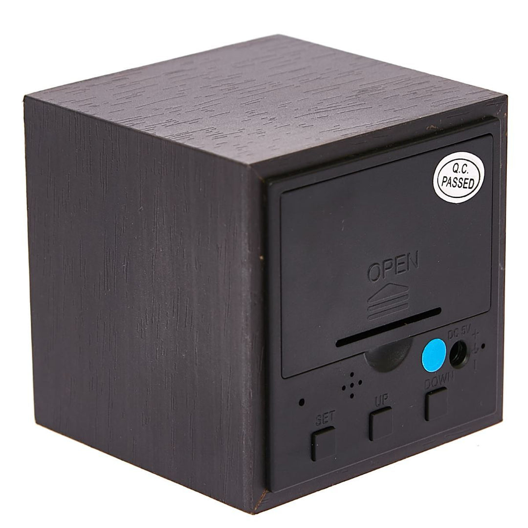 Checkmate LED Wood Cube Desk Clock Blue 6cm VGY 808B 16