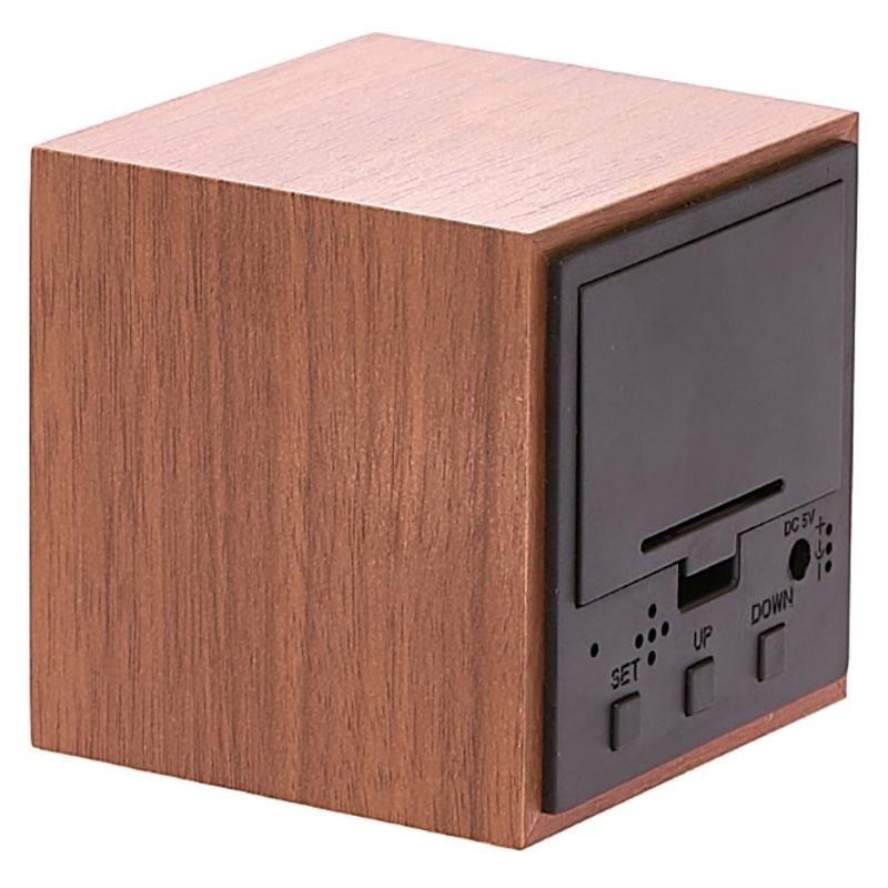 Checkmate LED Wood Cube Desk Clock Red 7cm VGY 808R 14