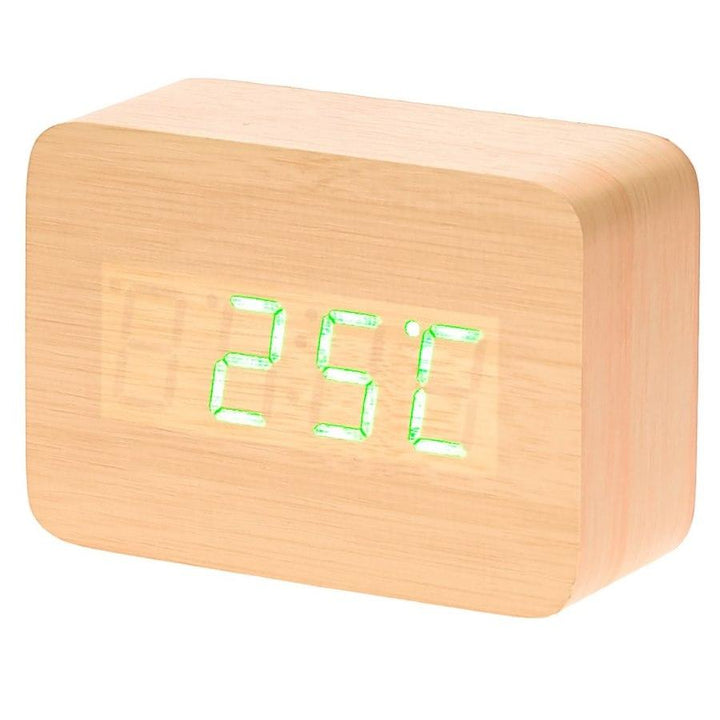 Checkmate LED Wood Cuboid Desk Clock Green 10cm VGY 818G 15