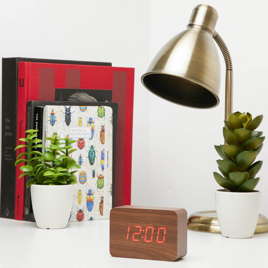 Checkmate LED Wood Cuboid Desk Clock Red 10cm VGY 818R 13