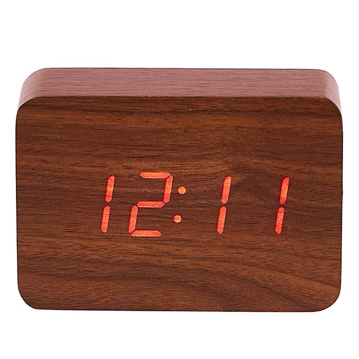 Checkmate LED Wood Cuboid Desk Clock Red 10cm VGY 818R 14