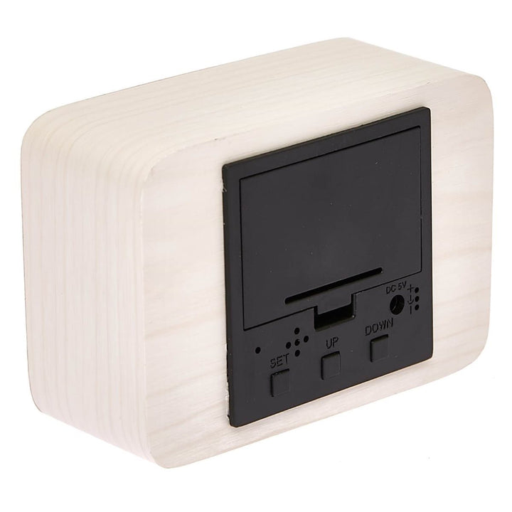 Checkmate LED Wood Cuboid Desk Clock White 10cm VGY 818W 17