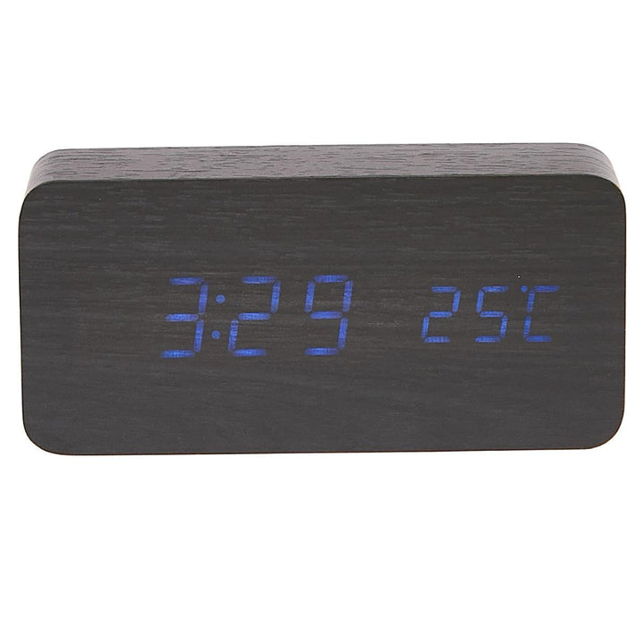 Checkmate LED Wood Cuboid Temperature Desk Clock Blue 15cm VGY 838B 14