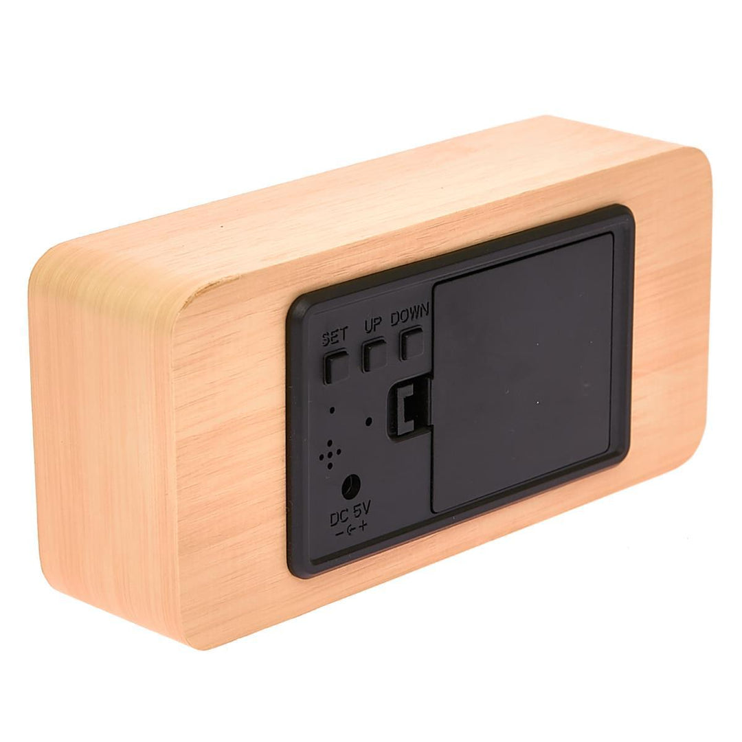 Checkmate LED Wood Cuboid Temperature Desk Clock Green 15cm VGY 838G 16