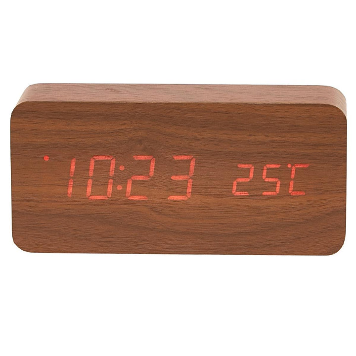 Checkmate LED Wood Cuboid Temperature Desk Clock Red 15cm VGY 838R 14