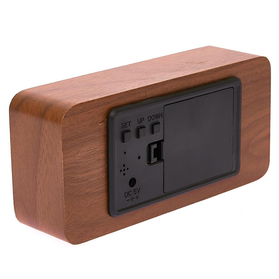 Checkmate LED Wood Cuboid Temperature Desk Clock Red 15cm VGY 838R 16