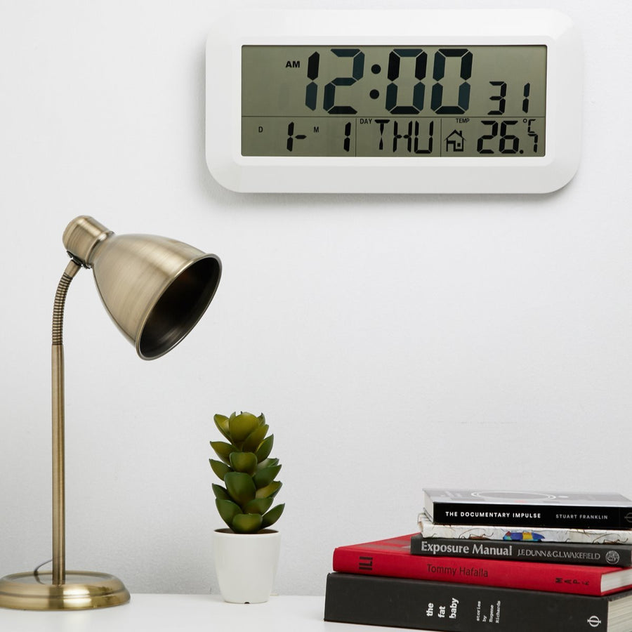 Checkmate Vision Jumbo LCD Calendar Temp Wall and Desk Clock 42cm Angle