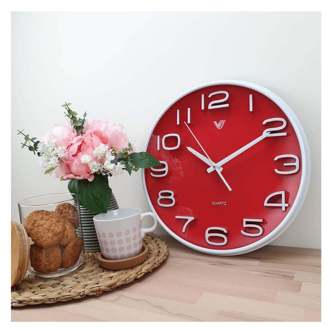 Victory Adelyn 3D Number Wall Clock Red 33cm CWH 6711 RED 5