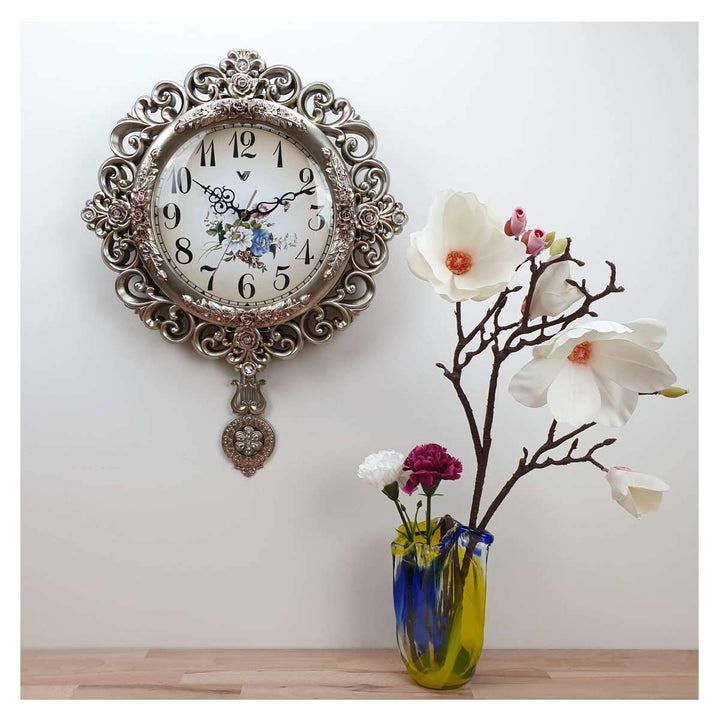 Victory Bernice Pendulum Wall Clock Silver 42cm CSS 247 6